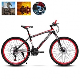 GOLDGOD Vélo de montagnes GOLDGOD VTT Hommes, Vélo VTT À Suspension Avant 21 / 24 / 27 Vitesses Vélo De Route À Cadre en Acier À Haute Teneur en Carbone avec Siège Réglable, Rouge, 26 inch 27 Speed