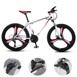 GUOHAPPY Vélo de montagnes GUOHAPPY 21 / 24 / 27 / 30 VTT De Vitesse, Frein VTT Choc Double Disque De 26 Pouces, Adapté pour Les Vélos De Transport Quotidien en Plein Air pour Les Étudiants Adultes, White Red, 30