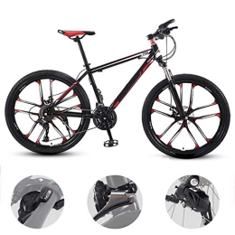 GUOHAPPY Vélo de montagnes GUOHAPPY VTT 26 Pouces, 330lbs de palier (170-185cm), VTT avec Frein à Disque à Vitesse Variable et l'absorption des Chocs, vélo étudiant Adulte à Vitesse 21 / 24 / 27 / 30, Black Red, 30