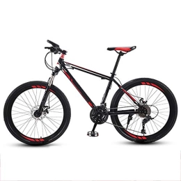 GUOHAPPY Vélo de montagnes GUOHAPPY VTT, Vélo De 24 Pouces avec Cadre en Acier Au Carbone À Haute Résistance, Vélo avec des Freins À Double Disques Et 21 / 24 / 27 Variables Amortisseurs De Vitesse, Black Red, 24