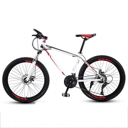 GUOHAPPY Vélo de montagnes GUOHAPPY VTT, Vélo De 24 Pouces avec Cadre en Acier Au Carbone À Haute Résistance, Vélo avec des Freins À Double Disques Et 21 / 24 / 27 Variables Amortisseurs De Vitesse, White Red, 24