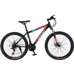 HJ Vélo de montagnes hj Carbon Steel Mountain Bike, (24 / 26 Pouces) Double Adulte Frein Disque VTT tudiant Urbain en Plein Air Voyage Vlo De Montagne, Rouge, 24inch