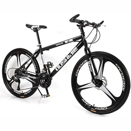 LapooH vélo LapooH 26 Pouces VTT pour Femmes / Hommes léger 21 / 24 / 27 Vitesses VTT Adultes vélos Cadre en Acier au Carbone Suspension Avant, Noir, 24 Speed