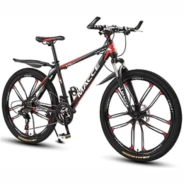 LapooH vélo LapooH 26 Pouces Vélo de Montagne pour Adulte Homme Femme vélo VTT 21 / 24 / 27 Vitesses Cadre en Acier au Carbone léger avec Suspension Avant, Rouge, 24 Speed