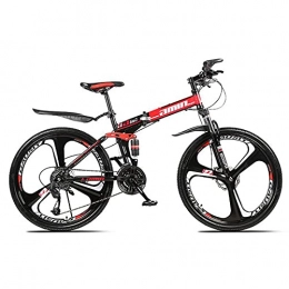 LIUXR Vélo de montagnes LIUXR 26 Pouces VTT Tout Suspendu, Vélos Double Frein à Disque, Suspension Avant, Cadre en Acier À Haute Teneur en Carbone pour Homme Femme, Red_24 Speed