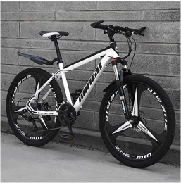 LYQZ Vélo de montagnes LYQZ Solide 24 Pouces Mountain Bikes, Hommes Femmes en Acier au Carbone de vlo, 30-Vitesses Tout Terrain VTT avec Double Disque de Frein (Color : 27 Speed, Size : White 3 Spoke)