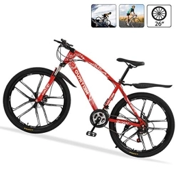 M-TOP Vélo de montagnes M-TOP 26'' 21V Vélo de Montagne pour Homme / Femme, VTT Suspension Avant Frein à Double Disque, Cadre en Acier à Haute Teneur en Carbone, Rouge, 10 Spokes