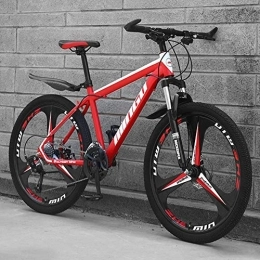 Relaxbx Vélo de montagnes Mountain Bike 21 / 24 / 27 / 30 Speed ​​Dual Disc Brake 26 Wheels Suspension Fork Mountain Bike, Red + Black, 24 Speed