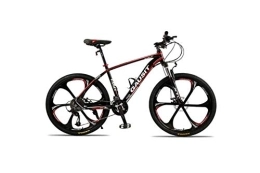 Generic vélo Mountain Bike, Vélo de Montagne Unisexe Semi-Rigide VTT 24 / 27 / 30 Vitesses 26 Pouces Roues à 6 Rayons Cadre en Aluminium Vélo avec Freins à Disque et Fourche à Suspension, Rouge, 27