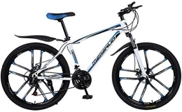 Mu vélo MU 26 Pouces Vtt Double Suspension Vélo Atv Slip Freins À Disques Vélo Sorties Étudiants Adultes Voyage À L'École de Voiture, Bleu Blanc 01, 21 Vitesse