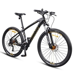 NENGGE Vélo de montagnes NENGGE 27.5 Pouces Vélo VTT 30 Vitesses pour Homme Femme, Adulte Vélo de Montagne avec Suspension Avant Frein à Disque Hydraulique, Fibre Carbone Cyclisme Véhicule Tout Terrain, d'or