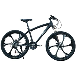 QCLU Vélo de montagnes QCLU VTT 26 Pouces en Acier au Carbone Mountain Bike, 21 Vitesses Vélo de Route, VTT Full Suspension Vélo Adulte, étudiant vélo, vélo, Vélo Ville (Color : Black)