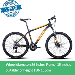 QIMENG Vélo de montagnes QIMENG Vélo VTT 26''Homme Femme 24 Vitesses Vélos De Croisière À Double Frein À Disque Freins Disque Suspension Avant Homme Femme But Général, 15inch Frame Orange