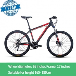 QIMENG Vélo de montagnes QIMENG Vélo VTT 26''Homme Femme 27 Vitesses Vélos De Croisière À Double Frein À Disque Freins Disque Suspension Avant Homme Femme But Général, 17inch Frame Red