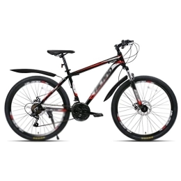 QYTEC vélo QYTEC zxc Vélo pour homme 26 pouces 21 vitesses fourche à suspension en alliage d'aluminium double frein à disque VTT et garde-boue (couleur : rouge)