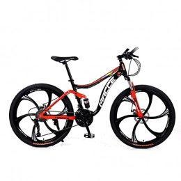 SHANRENSAN Vélo de montagnes VTT 26 pouces VTT 21 / 24 / 27 vitesses VTT double amortisseur vélo arrière souple double frein à disque (rouge, 6 rayons, 27 vitesses)