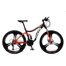 SHANRENSAN vélo VTT 26'' VTT 21 / 24 / 27 vitesses VTT double amortisseur arrière souple double freins à disque (rouge, 3 rayons, 21 vitesses)