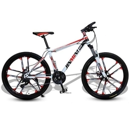 LADDER Vélo de montagnes VTT, 26inch Mountain Bike, Cadre en Acier au Carbone Hardtail Vélo, Double Frein à Disque et Suspension Avant (Color : White+Red, Size : 24 Speed)
