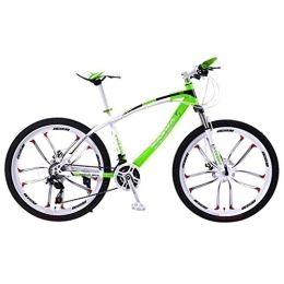 Dsrgwe vélo VTT, VTT, 26inch Roues, Cadre en Acier au Carbone Mountain Bicycles, Suspension Double Frein à Disque Avant et, 21 Vitesses, 24x, 27 Vitesse (Color : Green, Size : 21 Speed)