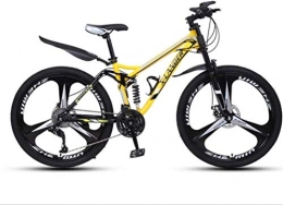 HCMNME vélo Vélo de Montagne, 24 Pouces Downhill Tail Soft VTT Vélo Variable Vitesse Vélo Hommes et Femmes Vélo de Montagne à Trois Roues Cadre en Alliage avec Freins à Disque (Color : Yellow, Size : 21 Speed)