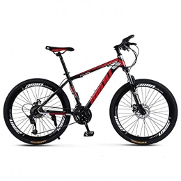 HGDM Vélo de montagnes Vélo De Montagne en Acier À Haute Teneur en Carbone avec Suspension Avant, Vélo De Montagne Adulte, Vélos De Montagne Légers À Double Frein À Disque, Black and Red, 26'' / 24Speed