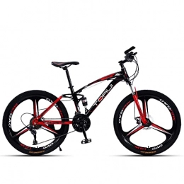 SHANRENSAN Vélo de montagnes Vélo de montagne - Vélo de cross-country - 21 / 24 vitesses - Double disque - VTT double choc - 2426 pouces - Pour garçons et filles - Noir et rouge - 3 rayons - 21 vitesses - 24 pouces