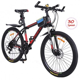 W&TT Vélo de montagnes W&TT 30 Vitesses Double Disque Freins VTT Adultes 26 Pouces Haute Carbone vélo Banlieue vélo avec Amortisseur Avant Fourche, Black, 26Inch