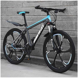 XinQing vélo XinQing-Bicyclette 26 Pouces VTT for Hommes, Haute teneur en Carbone en Acier Hardtail VTT, Vélo de Montagne avec Suspension Avant Siège réglable (Color : 21 Speed, Size : Cyan 6 Spoke)