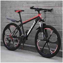 XinQing vélo XinQing-Bicyclette 26 Pouces VTT for Hommes, Haute teneur en Carbone en Acier Hardtail VTT, Vélo de Montagne avec Suspension Avant Siège réglable (Color : 24 Speed, Size : Black Red 6 Spoke)