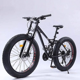 AISHFP Vélos de montagne Fat Tires Adulte Fat Tire VTT, Suspension complète Hors Route Vélos Neige, Double Frein à Disque Plage Cruiser Vélo, étudiant la Route Vélos, 26 Pouces Roues, Noir, 27 Speed