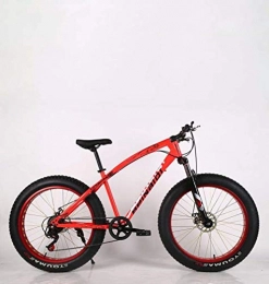 AISHFP Vélos de montagne Fat Tires AISHFP 24 Pouces Adultes Fat Tire VTT, Double Frein à Disque Neige vélo en Acier Haute-Carbon Cruiser Bikes Hommes, vélos Jantes en Alliage d'aluminium Roues Plage, Rouge, 27 Speed