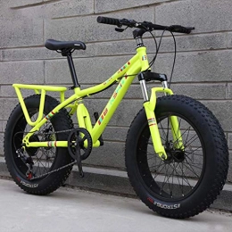 AISHFP Vélos de montagne Fat Tires AISHFP Enfant Fat Tire VTT, Snow Beach Bike, Double Disque de Frein vélo Cruiser, en Acier Haute Carbone léger Cadre de vélo, 20 Pouces Roues, Jaune, 24 Speed