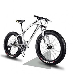 AISHFP Vélos de montagne Fat Tires AISHFP Fat Tire Mountain Bike Mens, Vélo de Plage, Double Frein à Disque 20 Pouces Cruiser Vélos, 4.0 Roues Larges, Vélo de Neige Adulte, Argent, 21speed