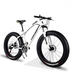 AISHFP Vélos de montagne Fat Tires AISHFP Fat Tire Mountain Bike Mens, Vélo de Plage, Double Frein à Disque 20 Pouces Cruiser Vélos, 4.0 Roues Larges, Vélo de Neige Adulte, Blanc, 7speed