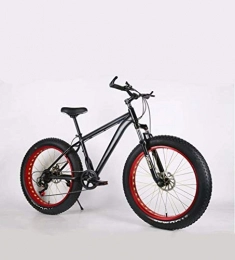 AISHFP Vélos de montagne Fat Tires AISHFP Fat Tire Version améliorée Mens Mountain Bike, Double Frein à Disque / Haut-Carbone Cadre en Acier Bikes Cruiser 7 Vitesse, Plage de motoneige Vélo 24-26 Pouces Roues, F, 24inch