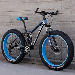 AP.DISHU Vélos de montagne Fat Tires AP.DISHU Adulte Snow / Beach / Mountain Bikes 26 Pouces Frein Disque Double Big Wheels Bicycle Pneu Fat Tout Terrain Vlo Antidrapant, Bleu, 24 Speed