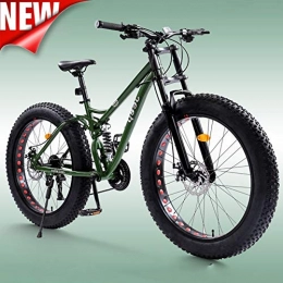 ATGTAOS Fat Tire Vélo de Montagne 26 Pouces 21 Vitesses, Vélo de Sable, Vélo de Neige, Course sur Route, Amortissement Avant et Arrière, Frein à Disque Double, Garçons Adultes Filles,Vert