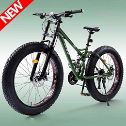 ATGTAOS Vélos de montagne Fat Tires ATGTAOS Vélo de Montagne 26 Pouces 21 Vitesses, Fat Tire, Vélo de Sable, Vélo de Neige, Course sur Route, Amortissement Avant et Arrière, Frein à Disque Double, Garçons Adultes Filles, Vert