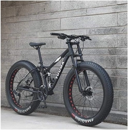 AYHa Vélos de montagne Fat Tires AYHa 26 pouces VTT, Adulte Garçons Filles Fat Tire Mountain Trail Bike, double frein à disque vélo en acier haute teneur en carbone Vélos antidérapants, Noir, 24 Vitesse