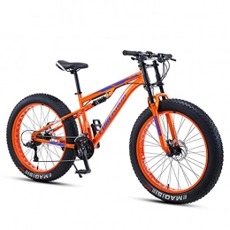 DANYCU Vélos de montagne Fat Tires DANYCU Vélo de Montagne 26 Pouces pour Hommes, Vélo de Gros Pneu de 4, 0 Pouces, Vélo Hors Route à Vitesse Variable, Cadre de Queue Souple en Acier au Carbone, Frein à Disque Double, Orange, 21 Speed