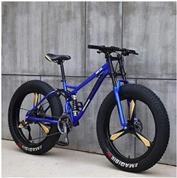 HongLianRiven vélo HongLianRiven BMX, VTT 26 Pouces 4.0 Fat Tire Hardtail Mountain Bike, Suspension Double Cadre et Fourche Suspension Tout Terrain VTT 6-6 (Color : Blue, Size : 24 Speed)