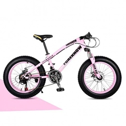 Langlin vélo Langlin 26 Pouces Hardtail VTT pour Adultes Cadre en Acier au Carbone à Haute Suspension complète Ressort de Fourche Double Disque de Frein Snow Beach Fat Tire Bike, Rose, 26" 7 Speed