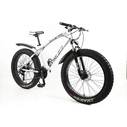 MYTNN vélo MYTNN Fatbike 26" (66, 04 cm) Dérailleur Shimano 21 Vitesses Hauteur de Cadre 47 cm VTT à Gros pneus (Argent-Noir)