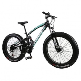 QAZ Vélos de montagne Fat Tires QAZ Fat Vélo VTT Double Frein à Disque Plage Vélo Neige Vélo Lumière Haute en Acier au Carbone 24 / 26 Pouces Vélo de Montagne (Couleur : 26 inch Black Green, Size : 21speed)