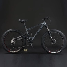 360Home vélo Qian Fat Bike 26 pouces Vélo VTT plein ressort avec grand pneu Fully Gris