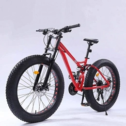 QZ Vélos de montagne Fat Tires QZ Adulte Hommes Fat Tire VTT, vlos Vitesse Variable Neige Plage, Cruiser Double Disque de Frein de Bicyclette, Hors Route Vlos Voyage, 26 Pouces Roues (Color : Red, Size : 24 Speed)