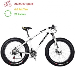 Shirrwoy Vélos de montagne Fat Tires Shirrwoy Adulte VTT 26 Pouces, Fat Tire Mountain Bike Trail, VTT Hardtail, VTT avec Suspension Avant réglable Siège, 21 / 24 / 27 Vitesse, Blanc, 24 Vitesses