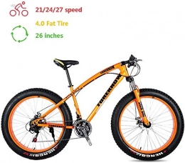 Shirrwoy Vélos de montagne Fat Tires Shirrwoy Adulte VTT 26 Pouces, Fat Tire Mountain Bike Trail, VTT Hardtail, VTT avec Suspension Avant réglable Siège, 21 / 24 / 27 Vitesse, Orange, 24 Vitesses