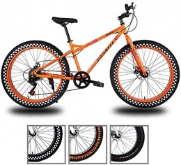 Shirrwoy Vélos de montagne Fat Tires Shirrwoy Fat Tire de VTT pour Hommes, 26 Pouces Roues avec Une Vitesse de VTT en Acier au Carbone à Haute vélo, en Plein air VTT Double Frein à Disque 27 de Vitesse de Vitesse Variable, Orange, C