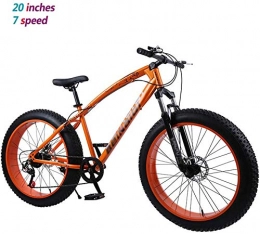 Shirrwoy Vélos de montagne Fat Tires Shirrwoy VTT avec Double Frein à Disque pour Les Hommes Adultes Femmes Tout Terrain Anti-Fat VTT pneus, Acier Haute teneur en Carbone Mountain Bike Trail, 26 Pouces à 7 Vitesses, Orange, 26 Pouces